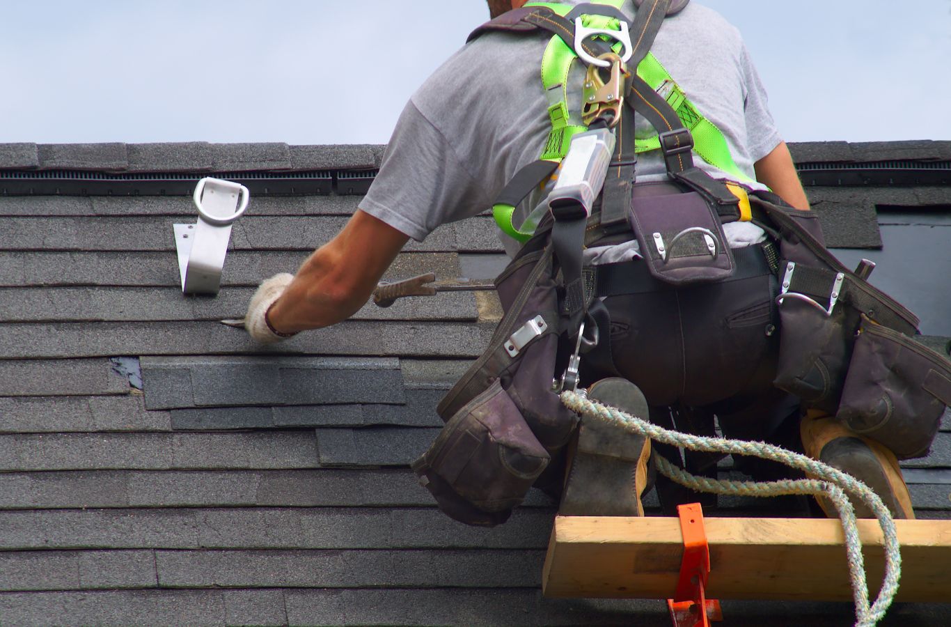 Relax Roofing team conducting emergency roof repair in St. Tammany Parish after storm damage.